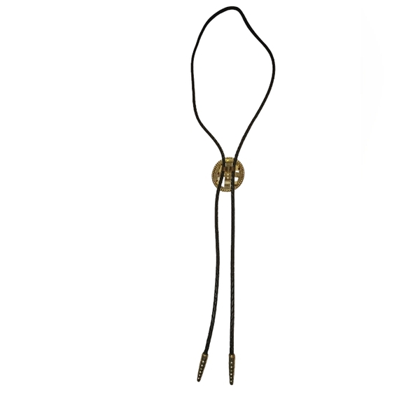 1905 Indian Head Penny Cream Gold Flecks Leather Boho Tie - Picture 5 of 5